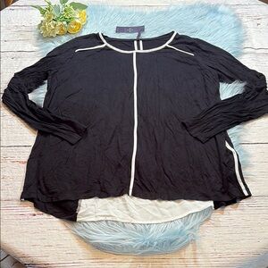 NWT NYDJ Not Your Daughters Jeans Black White Long Sleeve Top sz M